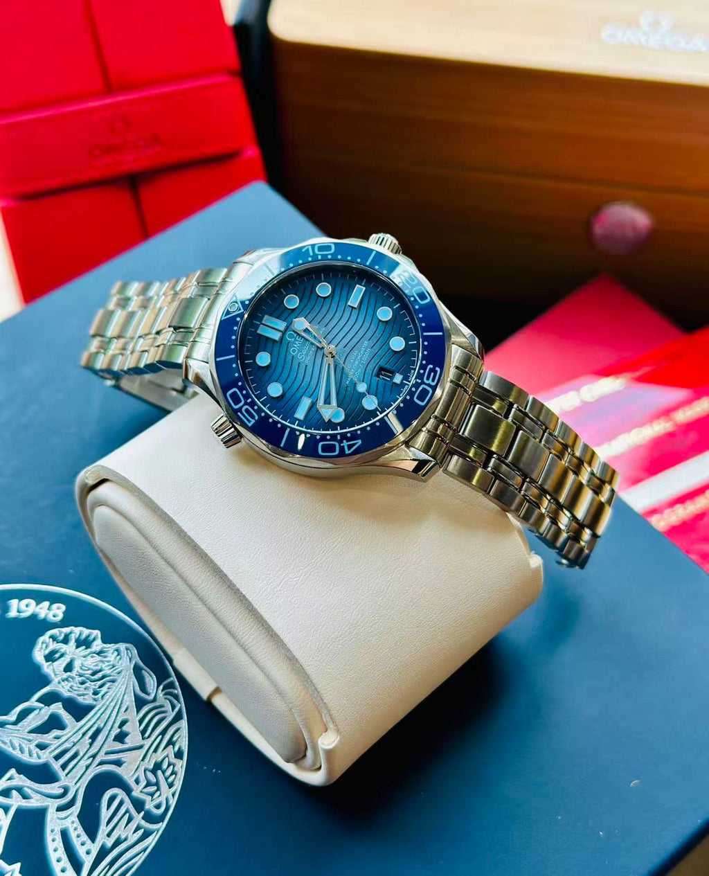 Omega Seamaster Summer Blue 210.30.42.20.03.003 with Box and Papers
